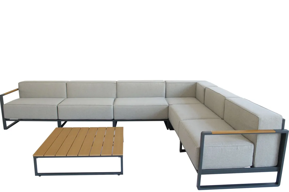 Vendita online di SALOTTO DA GIARDINO MODULABILE ALLUMINIO ANTRACITE E POLYWOOD