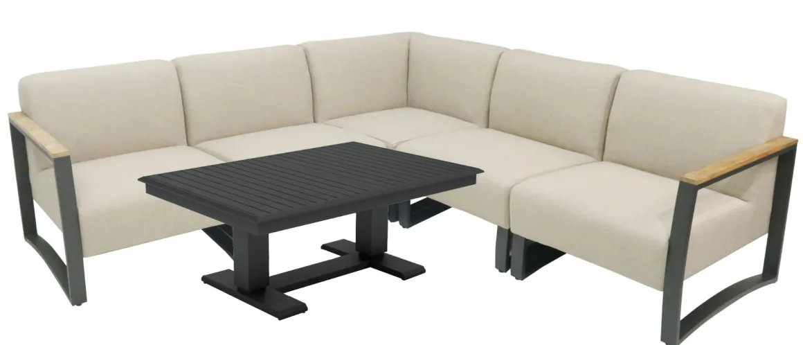 Vendita online di SALOTTO DA GIARDINO IN METALLO ANTRACITE E TEAK