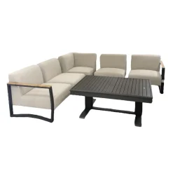 Vendita online di SALOTTO DA GIARDINO IN METALLO ANTRACITE E TEAK