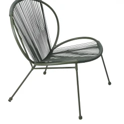 Vendita online di SET GIARDINO TAVOLO + 2 SEDIE IN METALLO E CORDA VERDE OLIVA