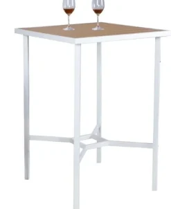 Vendita online di SET KD TAVOLO + 2 SGABELLI METALLO BIANCO E PLASTICA EFFETTO LEGNO