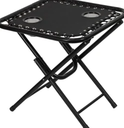 Vendita online di SET 2 POLTRONE RELAX PIEGHEVOLI CON TAVOLINO IN ACCIAIO NERO E TEXTILENE NERO