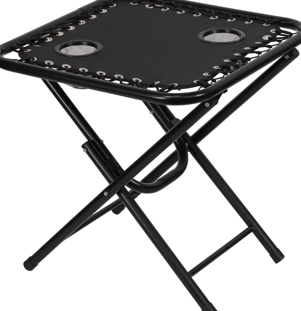 Vendita online di SET 2 POLTRONE RELAX PIEGHEVOLI CON TAVOLINO IN ACCIAIO NERO E TEXTILENE NERO