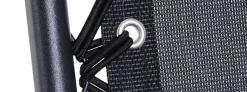Vendita online di SET 2 POLTRONE RELAX PIEGHEVOLI CON TAVOLINO IN ACCIAIO NERO E TEXTILENE NERO