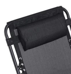 Vendita online di SET 2 POLTRONE RELAX PIEGHEVOLI CON TAVOLINO IN ACCIAIO NERO E TEXTILENE NERO