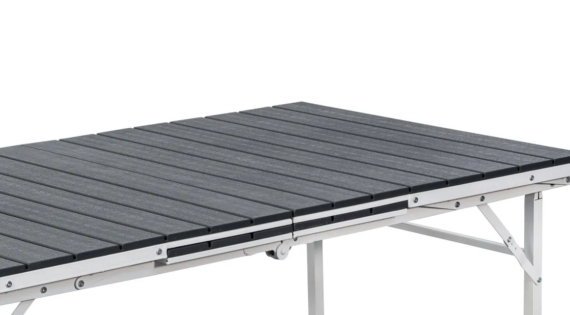 Vendita online di TAVOLO ALL. CM 166X78 METALLO BIANCO E PLASTICA EFFETTO LEGNO ANTRACITE