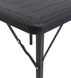 Vendita online di TAVOLO CM 78X78 METALLO E PLASTICA EFFETTO LEGNO/RATTAN NERO