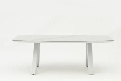 Vendita online di TAVOLO FISSO CM 210X106 METALLO BIANCO E PIANO EFFETTO MARMO