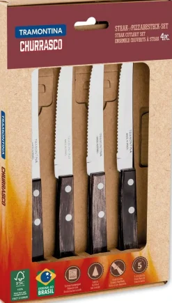 Vendita online di TRAMONTINA - SET 4 COLTELLI DA BISTECCA/PIZZA IN ACCIAIO E POLYWOOD