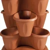 Vendita online di VASO TRIFOGLIO: SET 3 VASI + SOTTOVASO COLOR TERRACOTTA