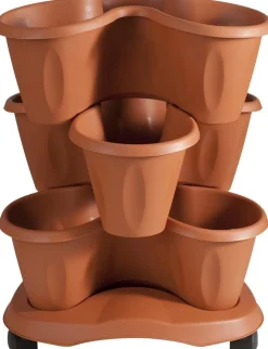Vendita online di VASO TRIFOGLIO: SET 3 VASI + SOTTOVASO COLOR TERRACOTTA