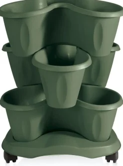 Vendita online di VASO TRIFOGLIO: SET 3 VASI + SOTTOVASO COLOR VERDE
