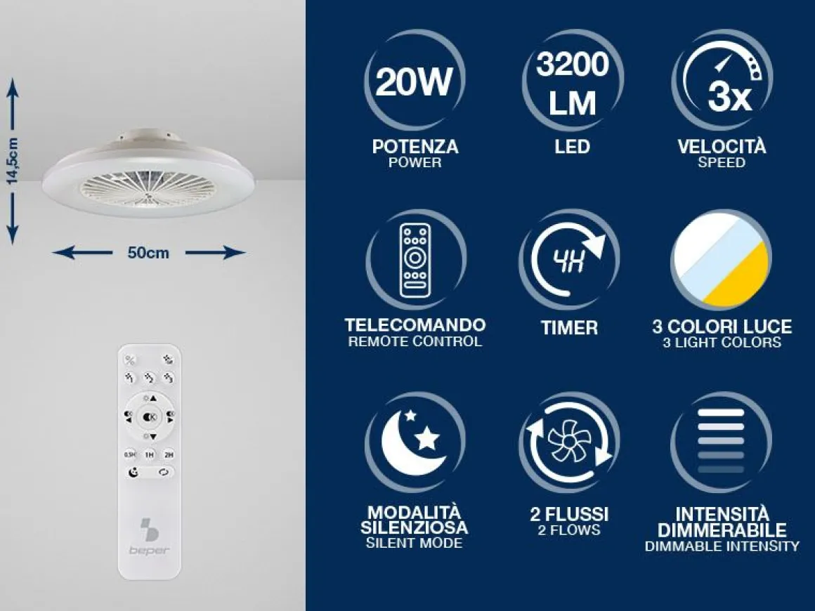 VENTILATORE DA SOFFITTO CON LUCE LED