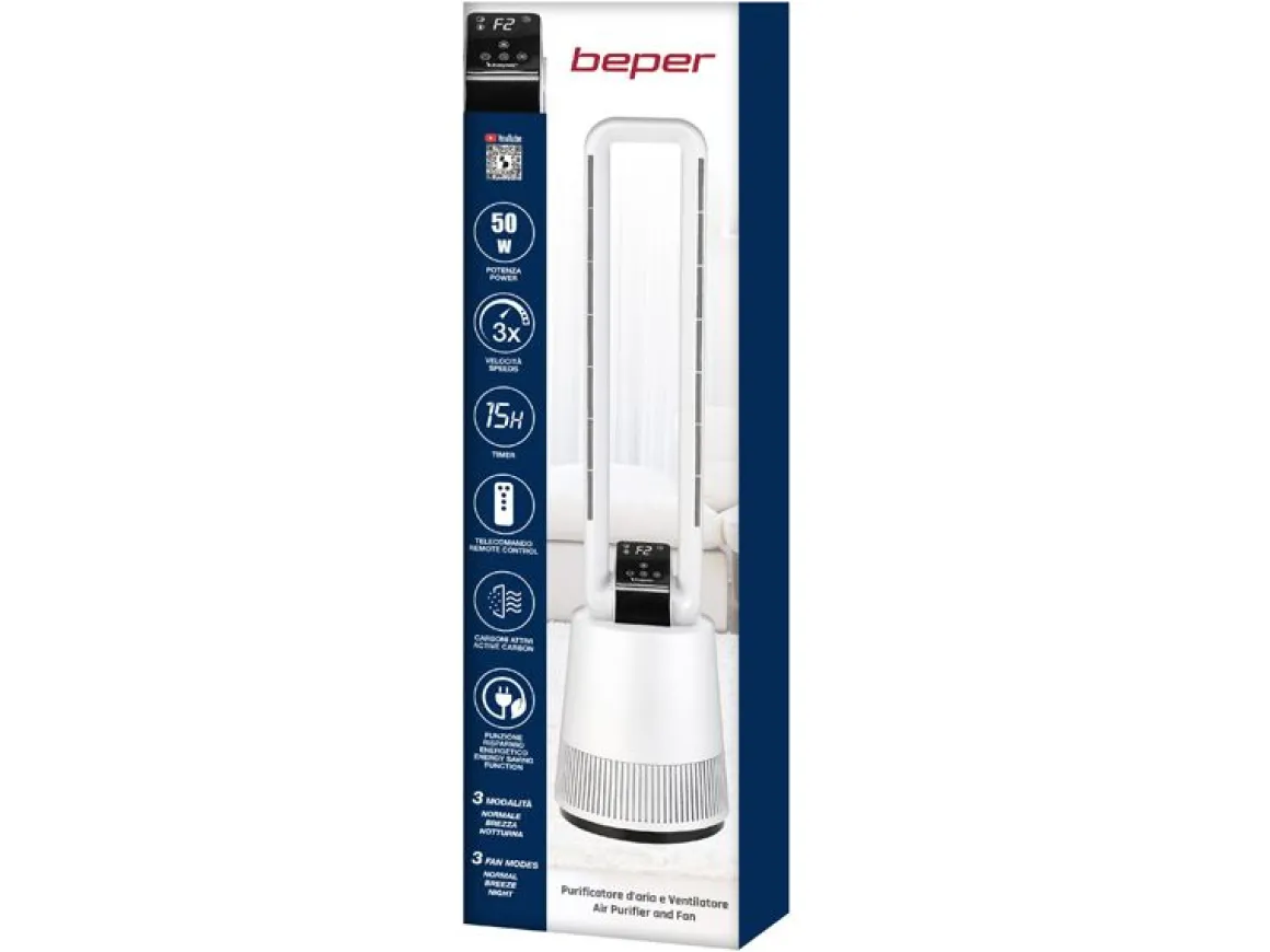 VENTILATORE E PURIFICATORE D'ARIA CON TELECOMANDO 50W DIAM. 25 H. 96CM