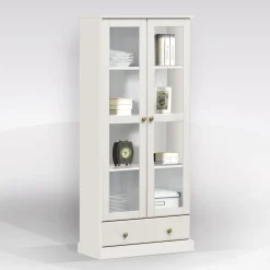 Vetrina bianca: vetrina bianco opaco in legno massello