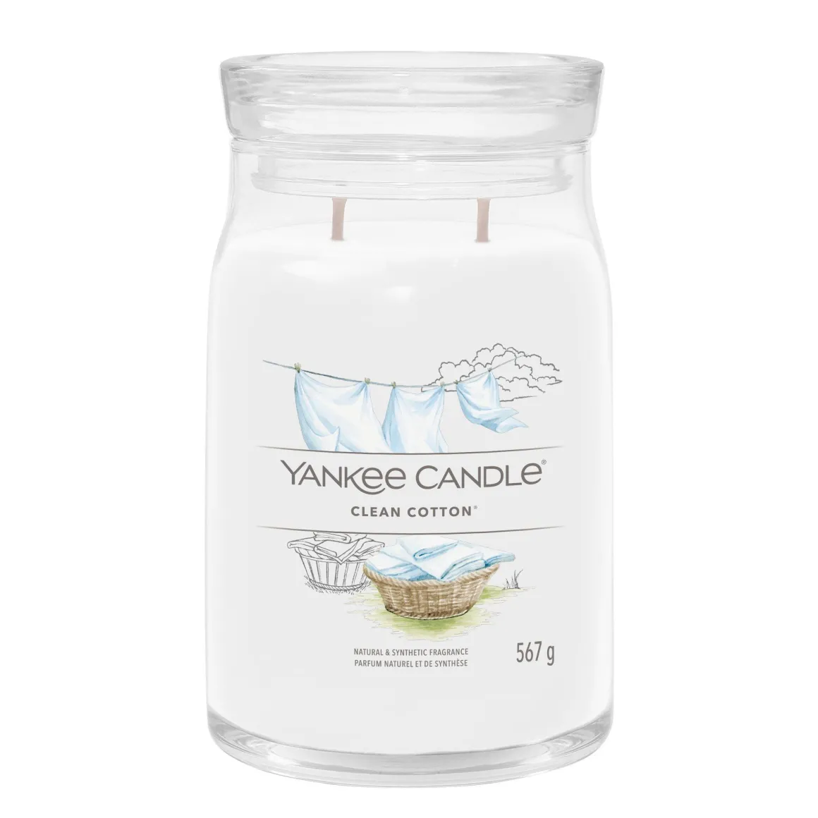 YANKEE CANDLE - GIARA GRANDE 2 STOPPINI CLEAN COTTON: vendita online YANKEE CANDLE - GIARA GRANDE 2 STOPPINI CLEAN COTTON in offerta
